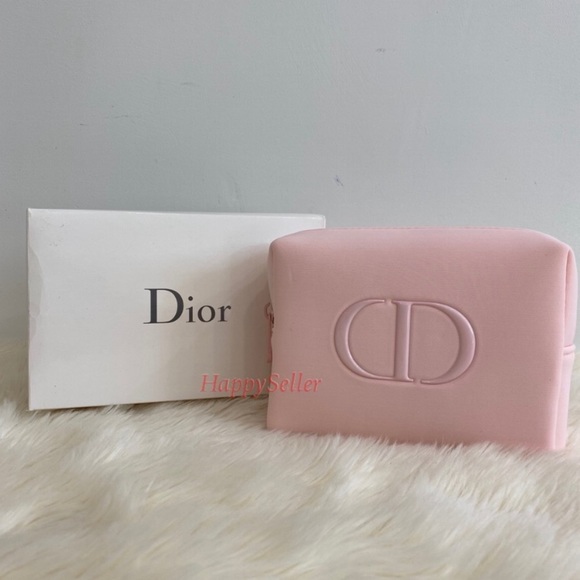 DIOR Pouch Cosmetic Organizer Makeup Square Case Shaving Kit Dopp Bag Pink NIB - Picture 3 of 7